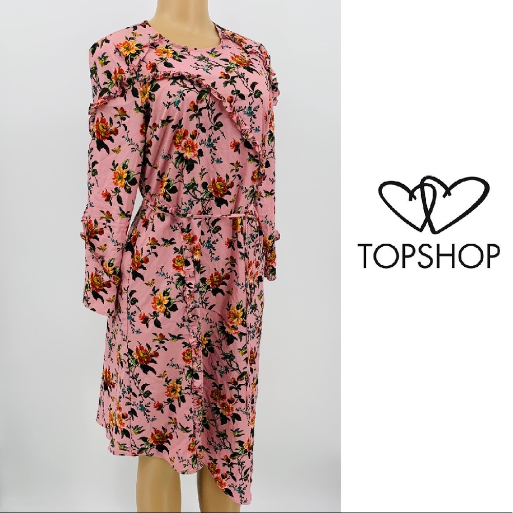 Topshop Floral Ruffle Wrap Dress - Picture 4 of 6